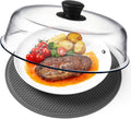 Cubierta de Vidrio 2 en 1 para Microondas | Tapa Antisalpicaduras y Mantel para Plato | Borosilicato con Asa de Silicona y Orificio de Ventilación | 25 cm