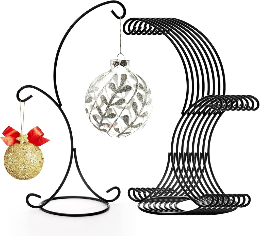 Kingrol 8 Pack Ornament Display Stands, 14" Iron Pothook Stands with Hooks for Hanging Air Plant Holders and Glass Planters, Home Christmas Wedding Party Decor