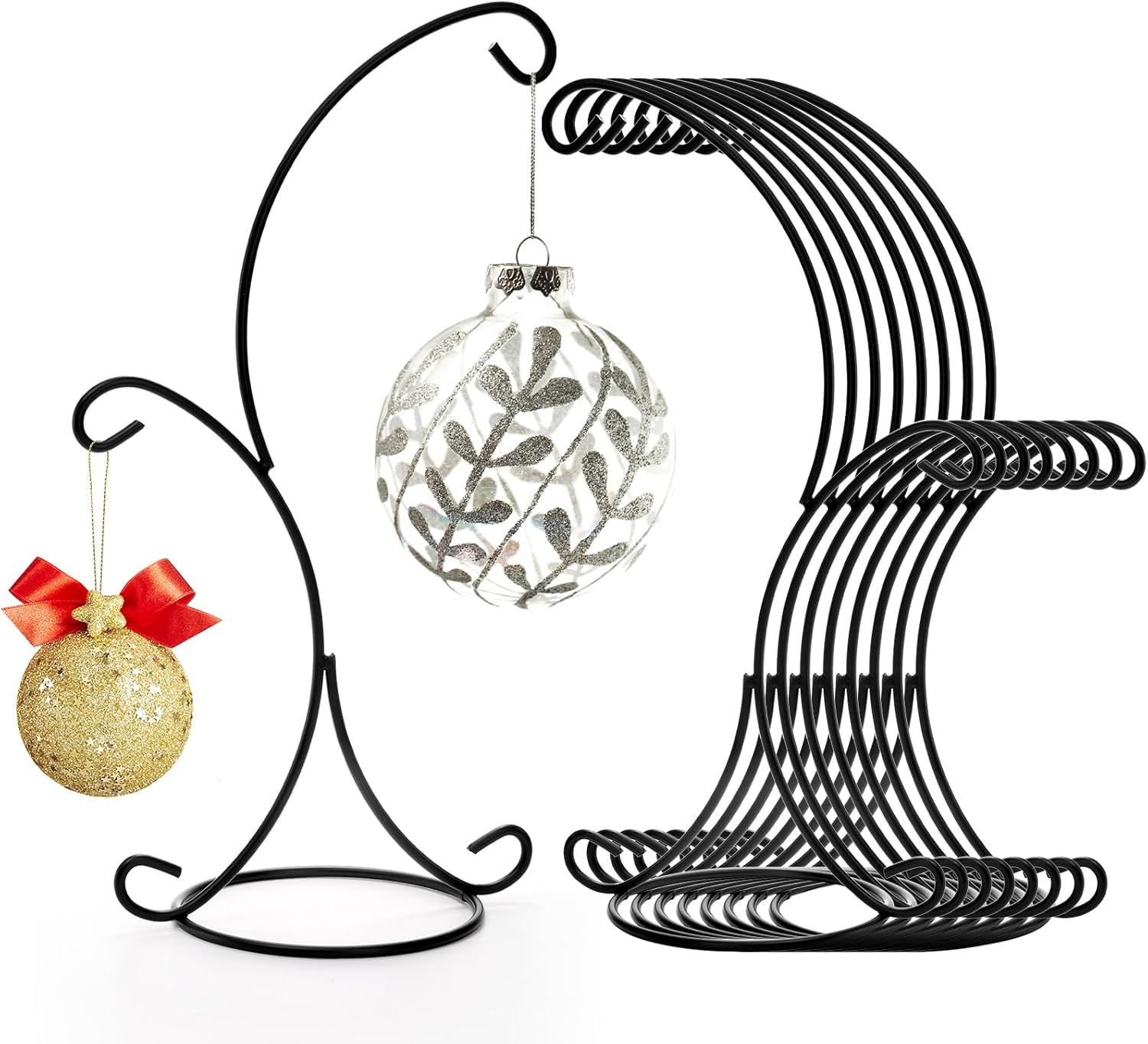 Kingrol 8 Pack Ornament Display Stands, 14" Iron Pothook Stands with Hooks for Hanging Air Plant Holders and Glass Planters, Home Christmas Wedding Party Decor