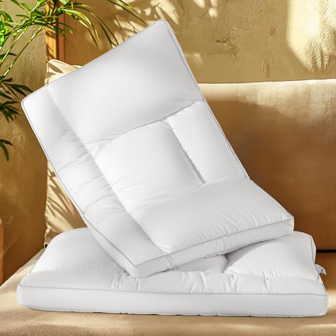 Juego De 2 Almohadas De Plumón De Ganso Tamaño Queen, Soporte Cervical para Aliviar El Dolor De Cuello, Relleno De Más De 1250 G, Funda De Algodón De 600 Hilos, para Quienes Duermen De Lado