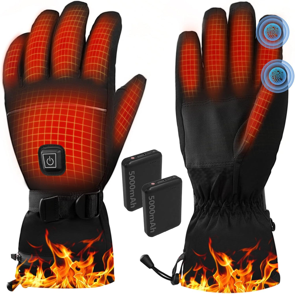 SAMZX Heated Gloves for Men Women, Electric 3-Level Heating Gloves with Touchscreen, Rechargeable Battery Powered Winter Warm Glove Liners for Motorcycle Skiing Hiking Cycling Hunting Outdoor Work, L