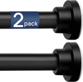 ENJOYBASICS Paquete de 2 barras de cortina ajustables con tensión de resorte, de 81 a 168 cm, de acero inoxidable negro mate, para ducha, sin necesidad de taladrar, para ventana, baño, armario, separador de ambientes, 2,2 cm de diámetro.