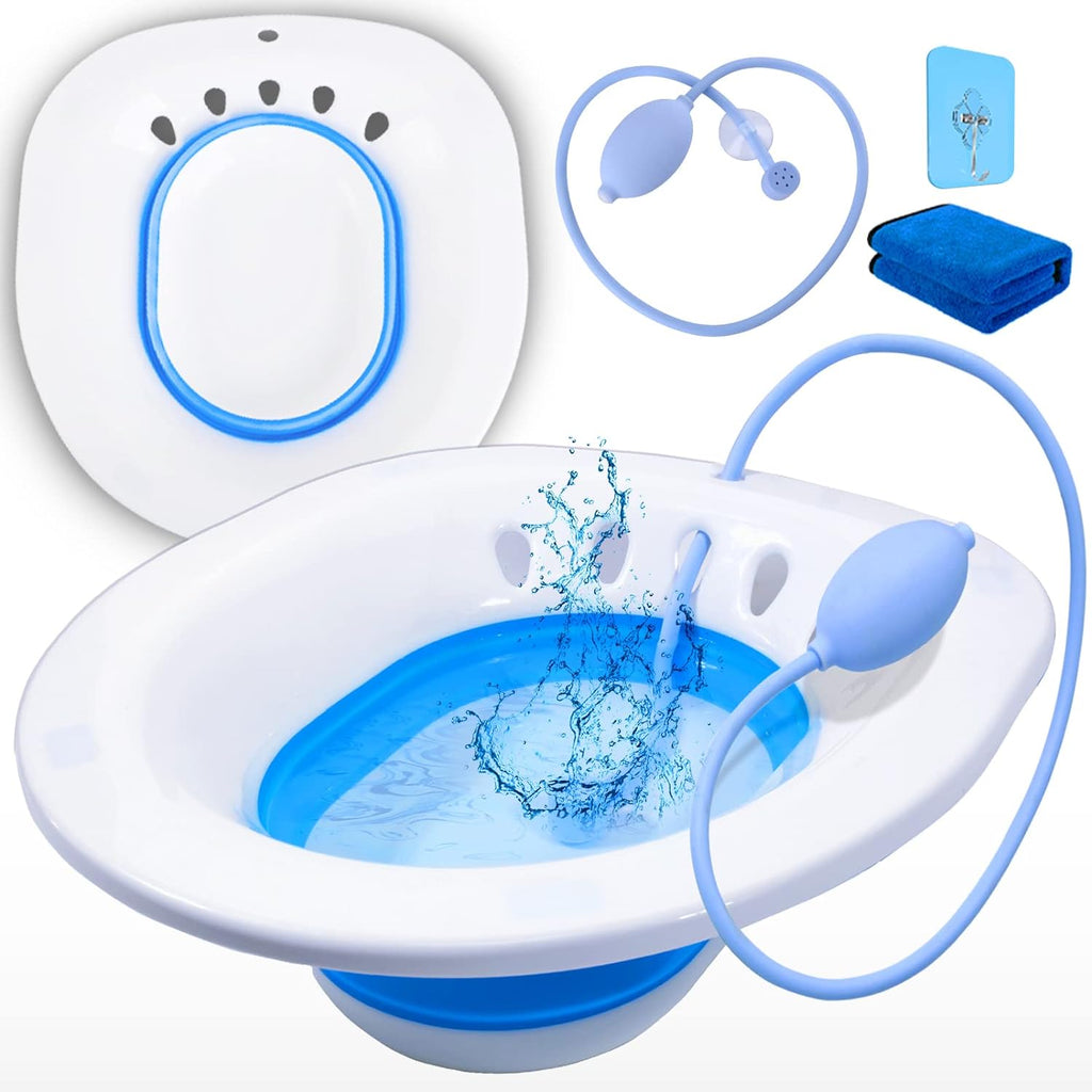 Baño de Asiento Sitz Plegable para Inodoro – Cuidado Posparto, Hemorroides y Tratamiento Perianal ⚠️ NO INCLUYE TOALLA