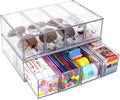 Organizador de Escritorio con 8 Cajones Transparentes – Set de 2, Apilable, Cajones Removibles