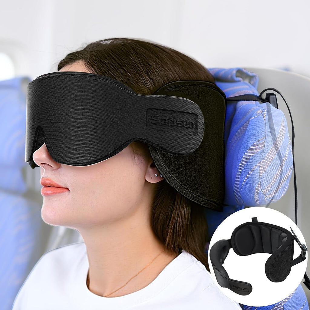 SARISUN - Almohadas de viaje para aviones, reposacabezas de apoyo 360° con máscara para los ojos