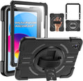 Funda Impermeable Ratcase para iPad 11 (A16) 2025 y 10 2022 de 10.9 pulgadas | IP68, a Prueba de Golpes 360° | Soporte Giratorio, Correa de Hombro y Protector de Pantalla | Negro