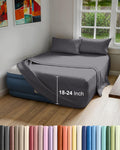 VERIFICAR EL COLOR EN LA FOTO REAL-Juego de Sabanas para Colchon de Aire Tamano Queen | 4 Piezas Transpirables y Frescas con Bolsillos Extra Profundos | para Colchones Inflables hasta 24 Pulgadas.