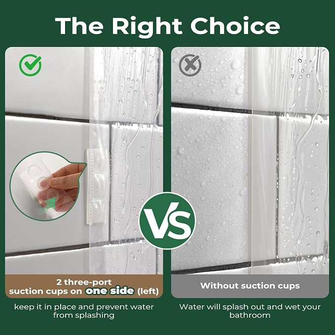 HARBOREST Forro de cortina de ducha transparente con ventosas laterales, forro de ducha de plástico PEVA de alta calidad con 3 imanes, cortina de baño impermeable, 36 x 72 pulgadas, transparente
