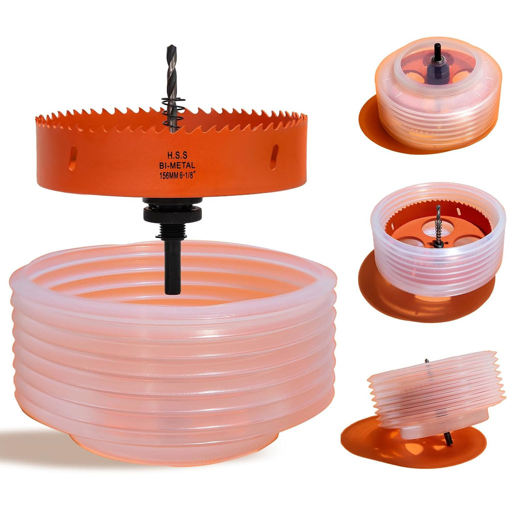 USADO-Sierra de corona VIKITON de 6-1/8 pulgadas para luces empotradas, cortador de agujeros de 6.1 pulgadas con recolector de polvo para iluminación LED empotrada de 6 pulgadas y madera, metal, paneles de yeso, construcción bimetálica.