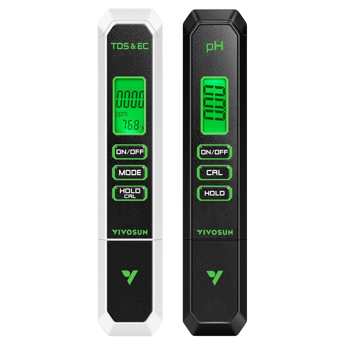 Kits de medidores digitales de pH y TDS VIVOSUN, medidor de pH tipo bolígrafo de alta precisión de 0.01pH con precisión de lectura de ± 2%, medidor de temperatura, TDS y EC 3 en 1 para hidroponía, piscinas y acuarios, color blanco y negro, certificado UL.