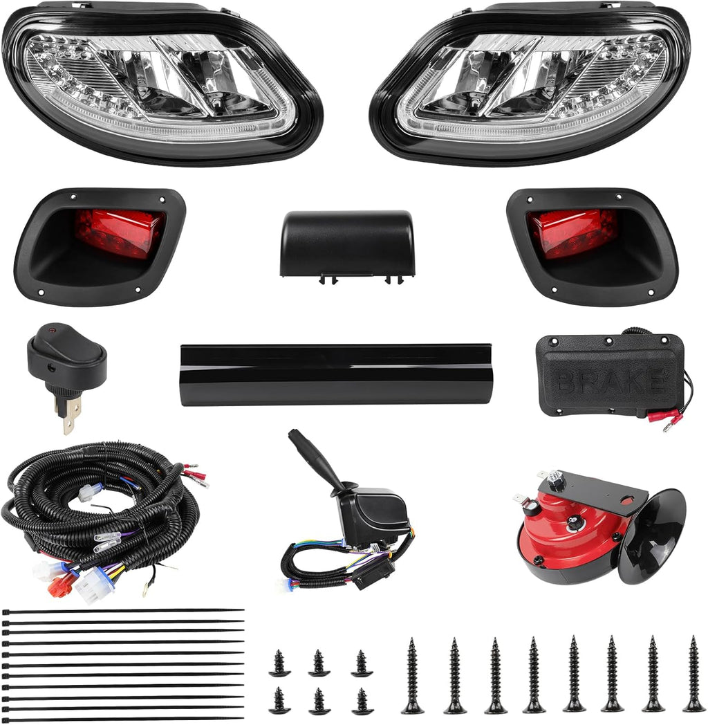 Kit Deluxe de Luces LED para Carrito de Golf EZGO – Compatible con Freedom, TXT, T48 y Valor 2014 en Adelante, 12V, con Senales de Giro, Frenos y Bocina