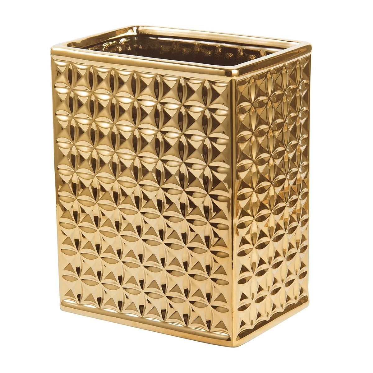 Bote Basura BASDHE Rectangular Delgado, Cerámica, Dorado, para Baño, Oficina, Cocina