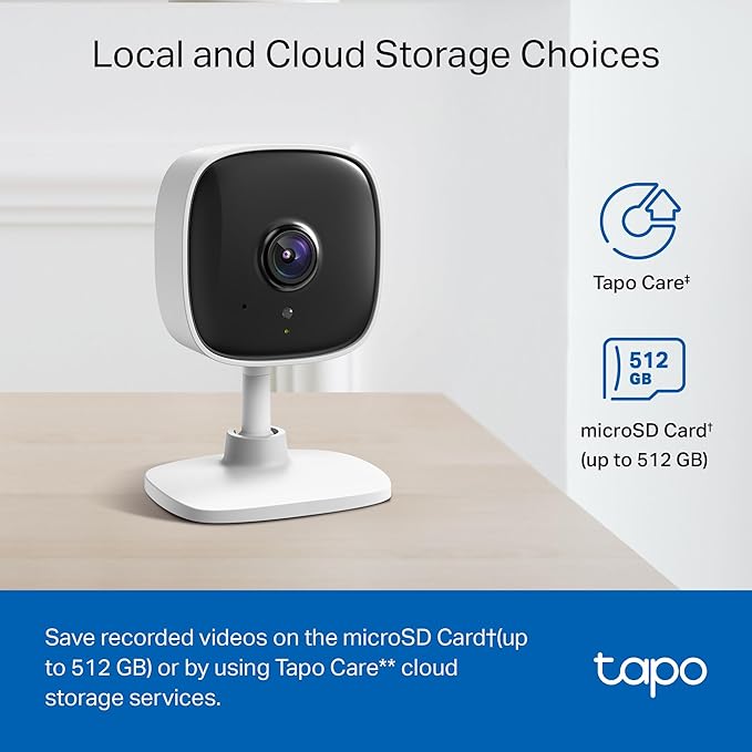 Tapo Cámara de seguridad interior 1080P para monitor de bebé, cámara para mascotas con detección de movimiento, sirena de audio de 2 vías, visión nocturna, almacenamiento en la nube y tarjeta SD