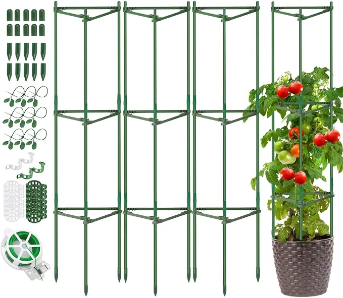 jaulas de tomate enrejado, soporte de estaca de tomate resistente, jaula de jardín para macetas
