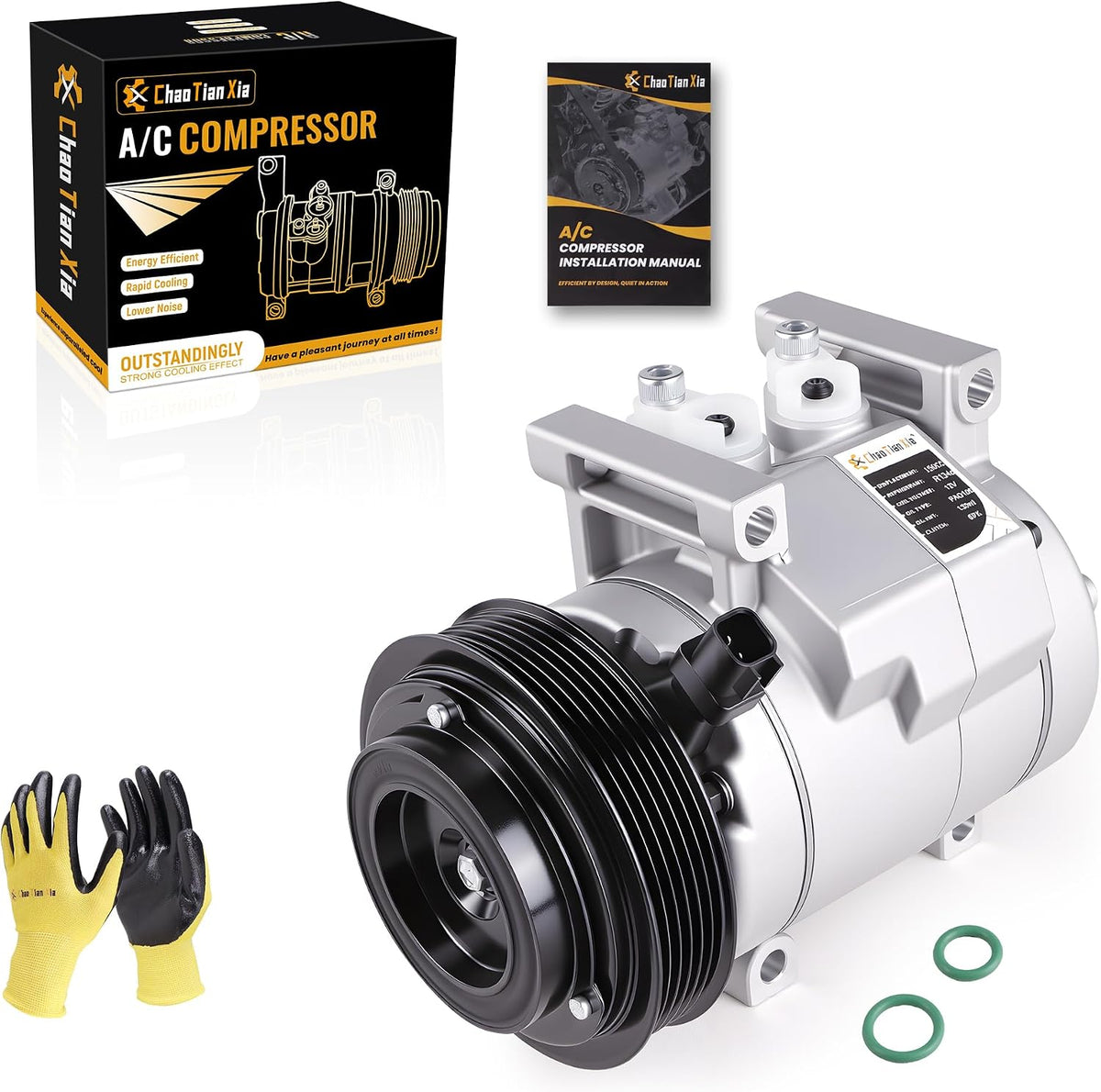 Compresor de aire acondicionado ChaoTianxia con embrague, compatible con Jeep Grand Cherokee 2011-2016, Chrysler 300 2011-2013, Dodge Charger 2011-2013, Durango 2011-2015 y Challenger 2011-2014 (3.6L).