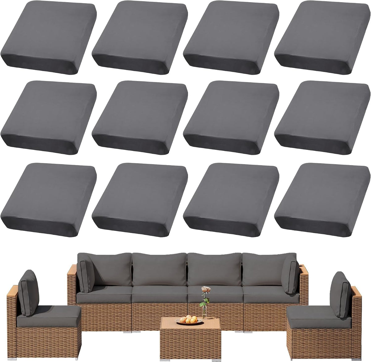 12 piezas de fundas para cojines de exterior, fundas para cojines de patio