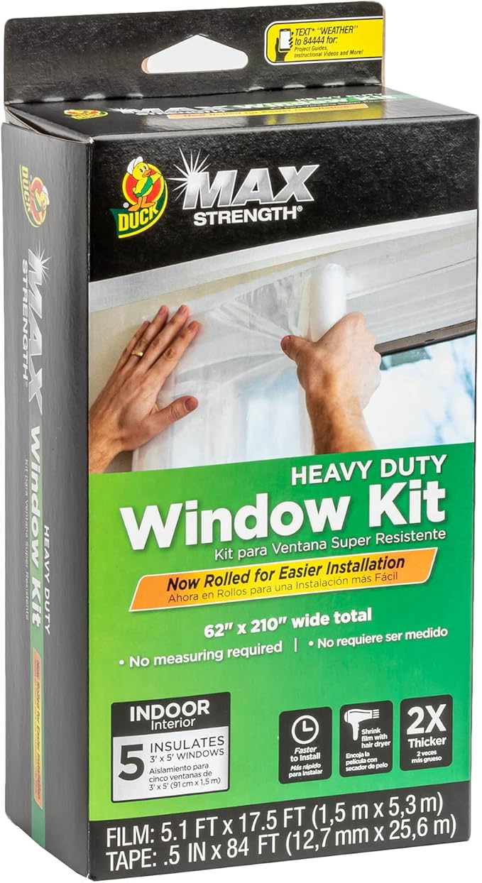 Kit de Aislamiento de Ventana Duck MAX Strength – Película Retráctil para hasta 5 Ventanas