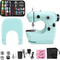 Mini máquina de coser portátil para principiantes: máquinas de coser pequeñas y fáciles de usar con kits de costura, cubierta y mesa extensible verde 