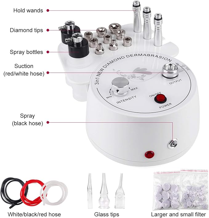 Máquina de Microdermoabrasión de Diamante Yofuly 3 en 1 – Profesional para Uso en Casa con Tubo de Vacío y Spray, Cuidado de Piel