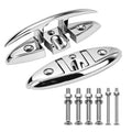 Jecoupoon 4-1/2" 5" 6" 8" Marine Boat Dock Cleats 316 Stainless Flip Up Cleats Folding Cleat with Screws and Nuts (6" 2pcs)