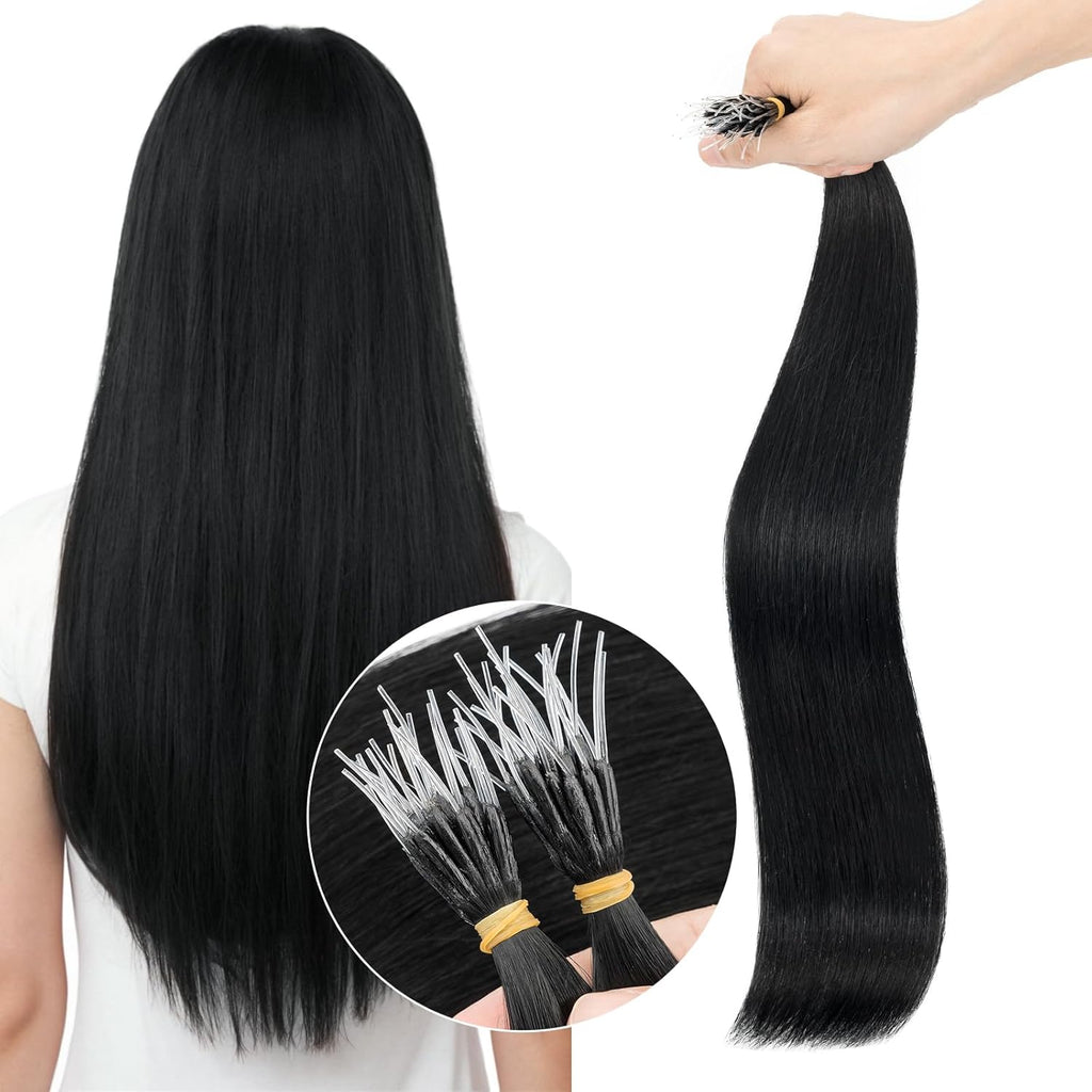 Elailite I Tip Hair Extensions Human Hair Elastic Itip Real Remy Hair Dark Brown 22 Inch 50G 50Strands Straight Pre Bonded Keratin Fusion Human Hair Extensions
