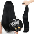Elailite I Tip Hair Extensions Human Hair Elastic Itip Real Remy Hair Dark Brown 22 Inch 50G 50Strands Straight Pre Bonded Keratin Fusion Human Hair Extensions