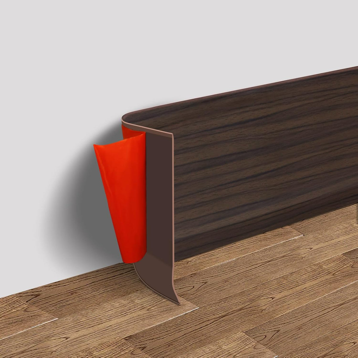 Zocalo de Vinilo Flexible Autoadhesivo 4 Pulgadas x 20 Pies | Moldura de Pared de Goma Pega y Listo | Grano de Madera Cafe