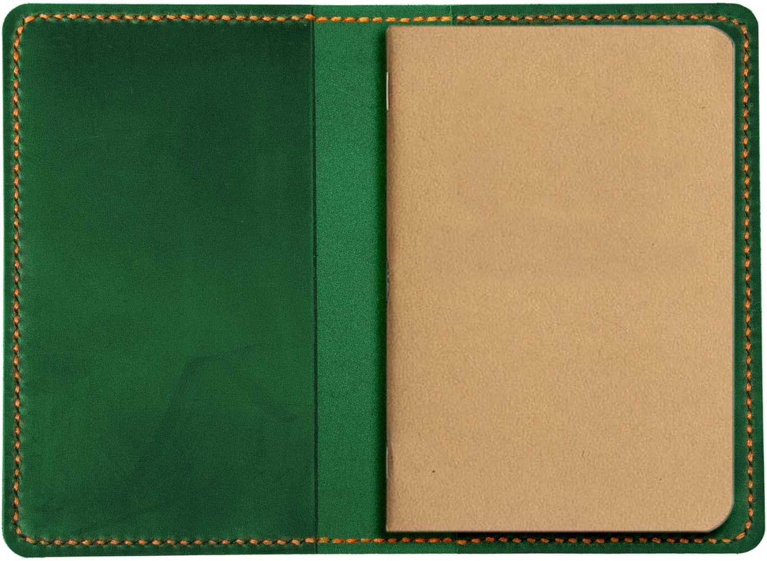 Turbosnail Leather Journal Cover for Moleskine Cahier Notebook Pocket size 3.5" x 5.5" Refillable Pocket Cover (Green)