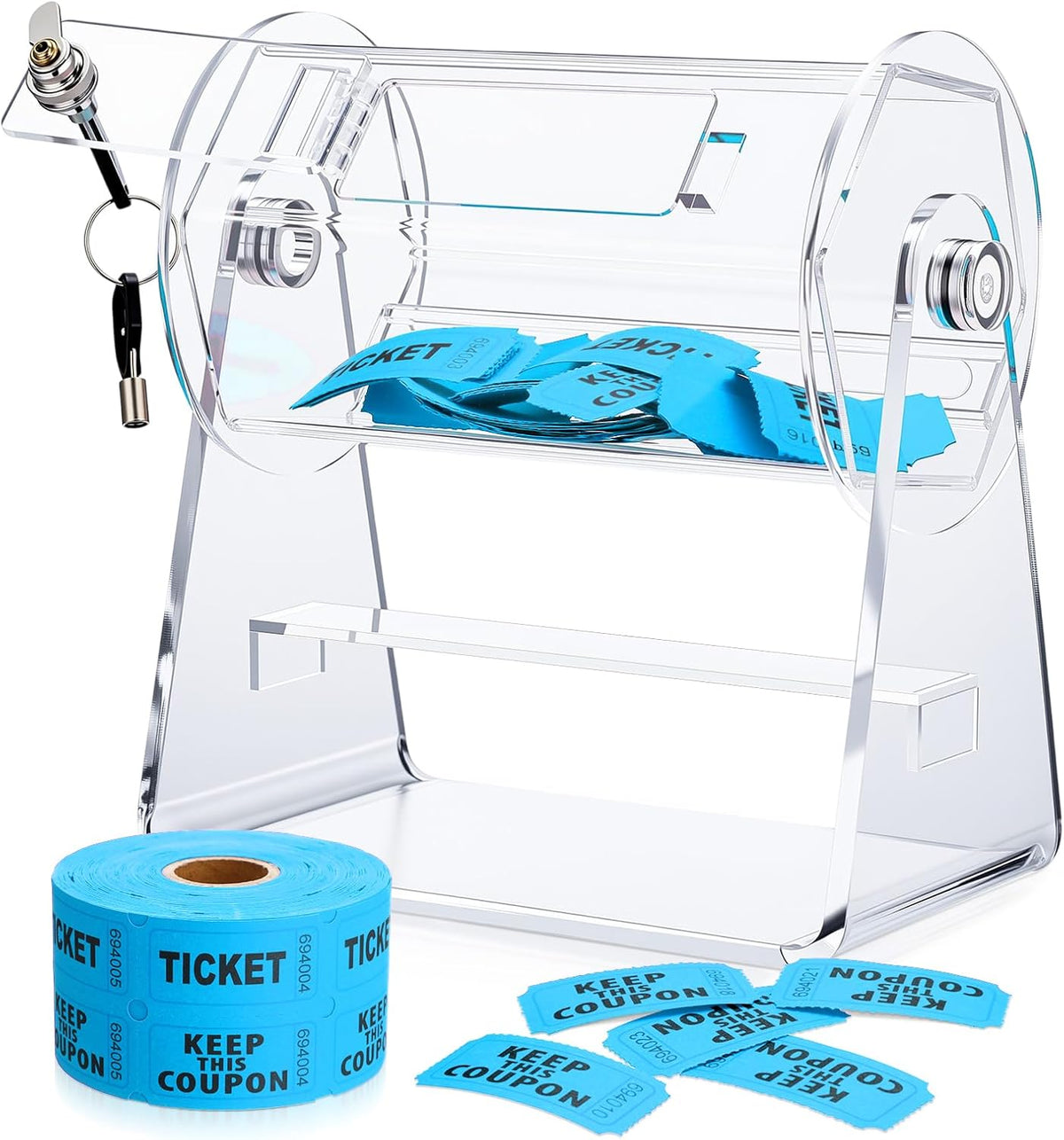 Tombola de Rifa Didaey en Acrilico Transparente con 1000 Boletos | Compacta para Mostrador | Ideal para Sorteos, Ferias y Oficinas