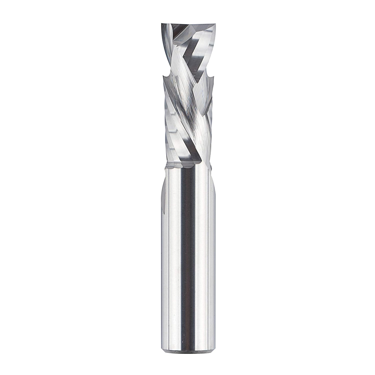 SpeTool Spiral Downcut Router Bits with 3/8 inch Cutting Diameter, 4 inch Extra Long HRC55 Solid Carbide CNC End Mill for Wood Small Cut, Carving