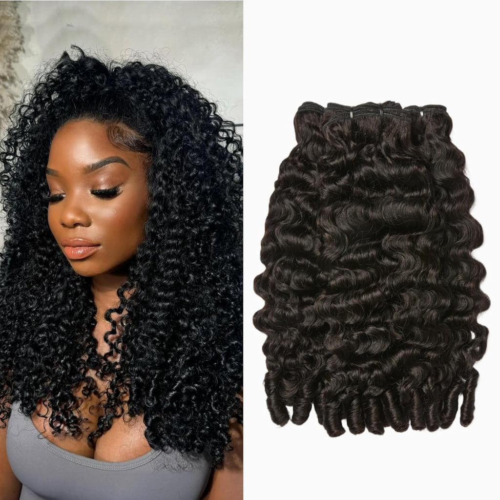ASHINE Burmese Curly Bundles Human Hair Unprocessed Raw Burmese Hair 22 24 26 inch Quick Weave 3 Bundles Natural Black Water Wave with Spiral End