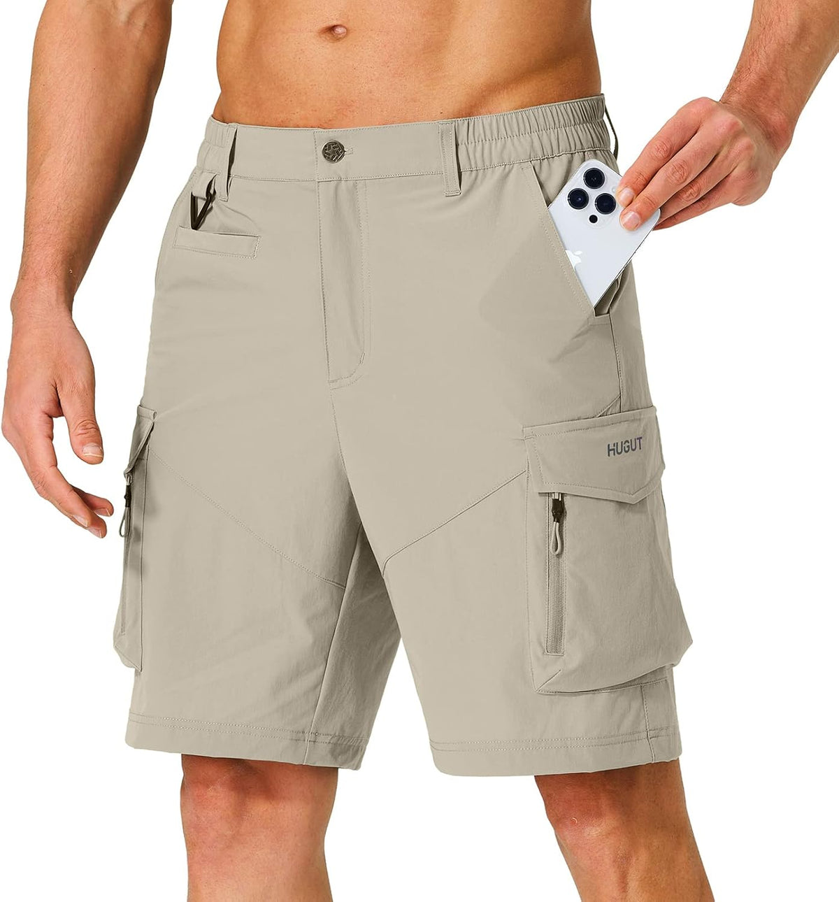 TALLA 3XL-Shorts Cargo de Senderismo Hugut para Hombre | Secado Rápido y Ligeros | Shorts de Viaje con Múltiples Bolsillos para Pesca, Camping y Golf