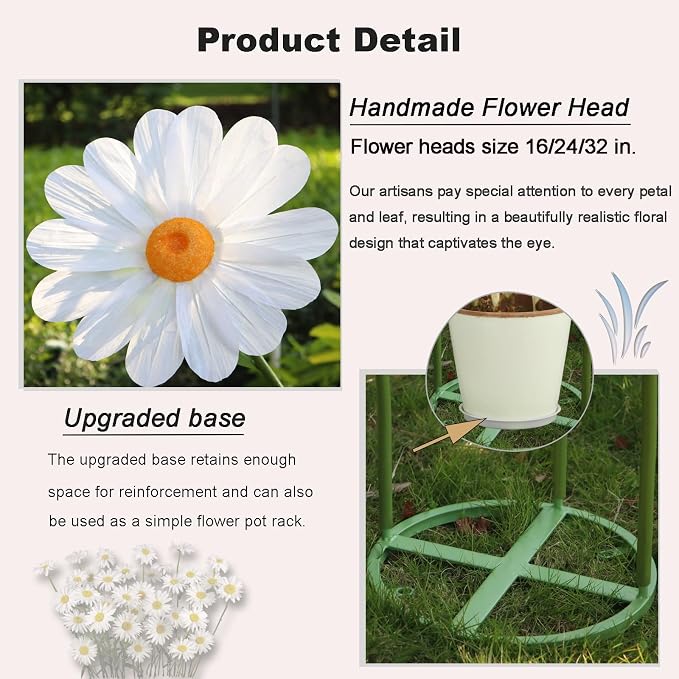 Flores Gigantes de Papel YOFNIRG – Margaritas Artificiales de 5.9 Pies, Decoración para Cumpleaños, Bodas, Graduaciones, Jardines y Vitrinas, Color Blanco