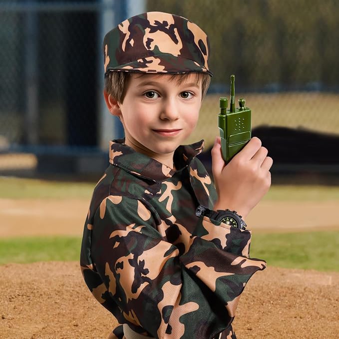 Disfraz militar de juguete MSKOLER para niños de 3 a 8 años - Disfraz de soldado raso para niños con equipo, accesorios y uniforme, regalos, disfraces de Halloween para niños de 3 a 12 años.