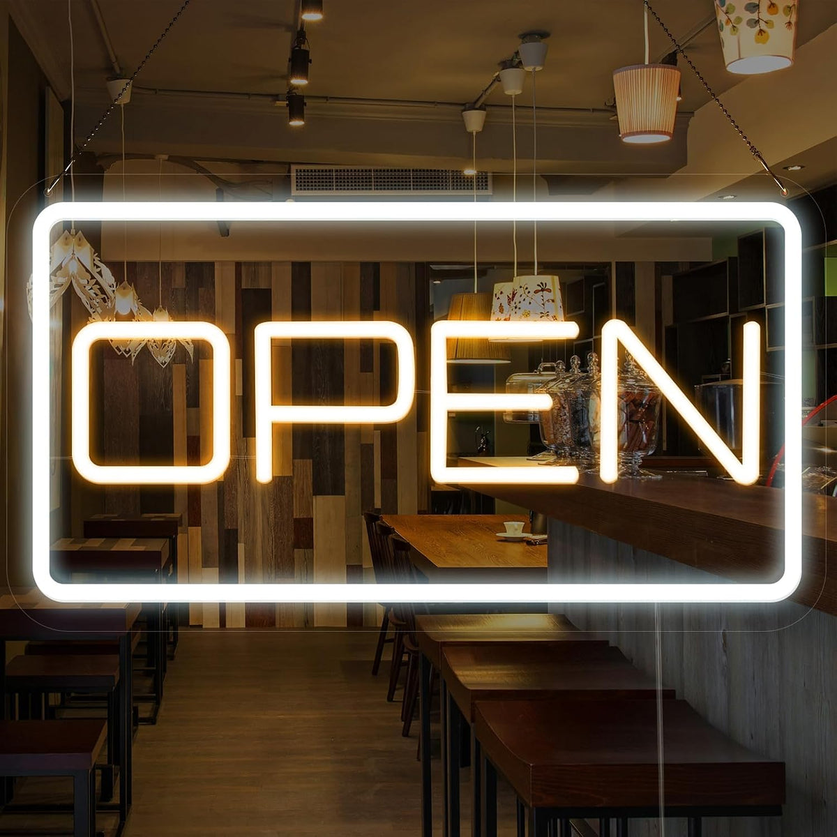Letrero Neón LED ATOLS «Abierto» 40.6x22.9 cm, Alimentado por USB o Batería – Ideal para Bares, Tiendas y Cafeterías