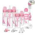 Dr. Brown's Anti-Colic Options+ - Juego de regalo de botella estrecha con botella de sorbete con popote, chupetes de silicona HappyPaci, tapas de almacenamiento/viaje y cepillo para botella, color