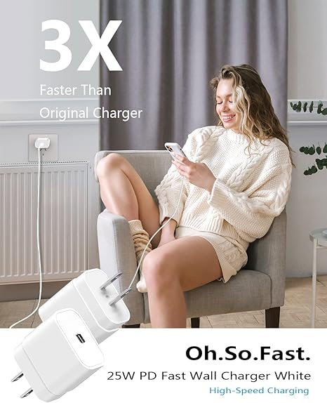 Cargador adaptador de corriente USB-C de 25 W - Paquete de 2 cargadores rápidos tipo C compatibles con Samsung Galaxy S26 Ultra/S26/S26+/S25 Ultra/S25/24 Ultra/S24/S23 Ultra/S22 Ultra