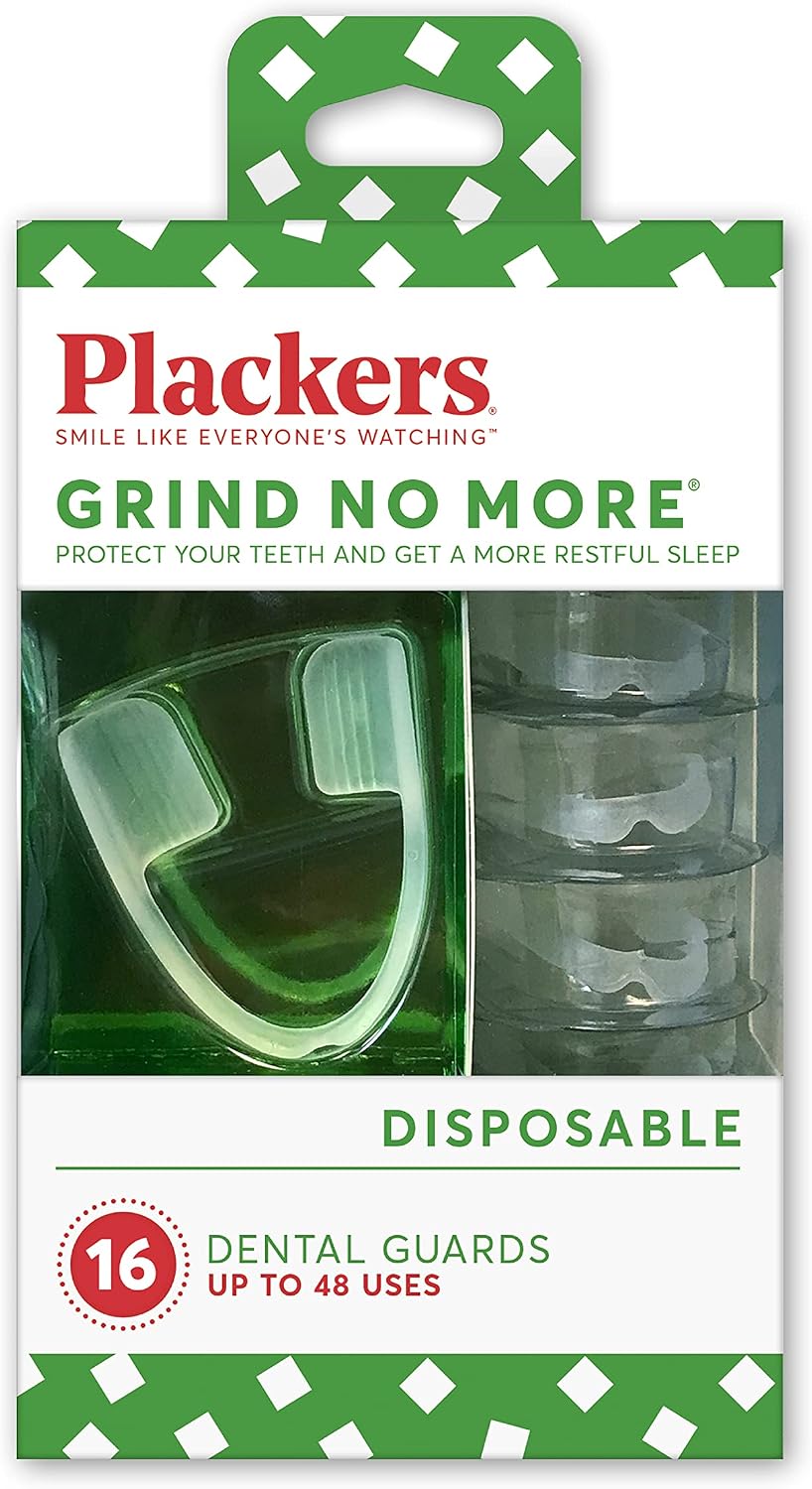 Protector Dental Nocturno Plackers Grind No More – 16 Unidades, Sin BPA, Desechable, Talla Única | Protección Nocturna para Bruxismo