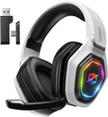 Auriculares inalámbricos para juegos Ozeino de 2,4 GHz para PC, PS5, PS4 - Audio sin pérdidas USB y USB tipo C Auriculares para juegos ultra estables con micrófono abatible, batería de 40 horas Auriculares para gamers para Switch, portátil, móvil, Mac