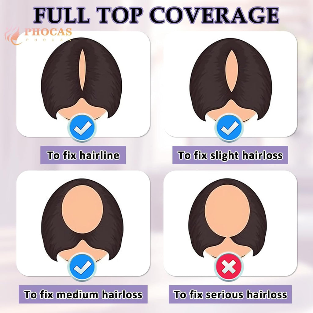 PHOCAS Toppers de pelo corto gris para mujer con cabello fino con flequillo, pelucas de corte pixie esponjoso, postizos, coronas, sintéticos, para mujer