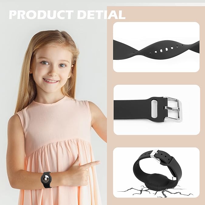 Paquete de 2 pulseras Airtag compatibles con Apple AirTag, pulsera suave y ajustable para Airtag, correa de reloj Airtag para niños pequeños, bebés y ancianos