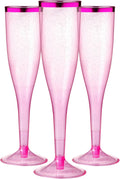 Copas de champán de poliestireno con borde rosa de 194 ml (6.5 oz) de Homy Feel, paquete de 30 copas de vino desechables para fiestas.