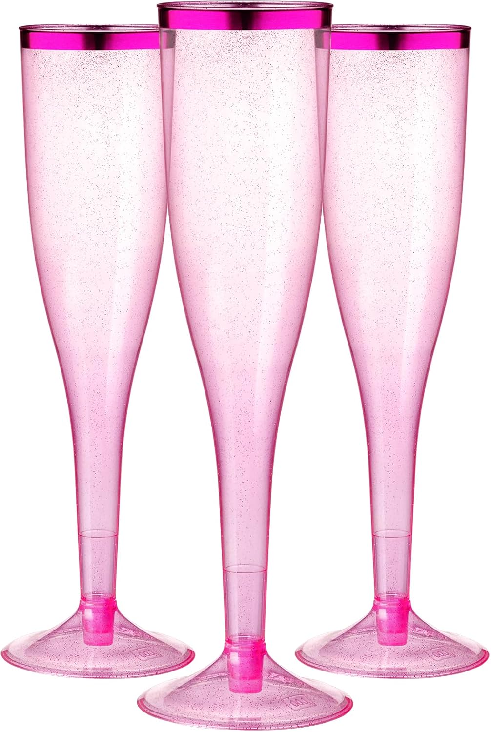 Copas de champán de poliestireno con borde rosa de 194 ml (6.5 oz) de Homy Feel, paquete de 30 copas de vino desechables para fiestas.