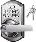 TEEHO TE004 Keyless Entry Keypad Door Lock with Handle - Smart Digital Electronic Lock for Interior Door with Anti-Peeping, Auto Lock & Passage Mode - Easy Installation - Satin Nickel