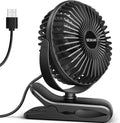 Ventilador pequeño con clip BESKAR, 3 velocidades, USB, con potente flujo de aire, clip y ventilador de escritorio con conexión USB y abrazadera resistente: funcionamiento ultrasilencioso para oficina, dormitorio, habitación infantil o cochecito de bebé.