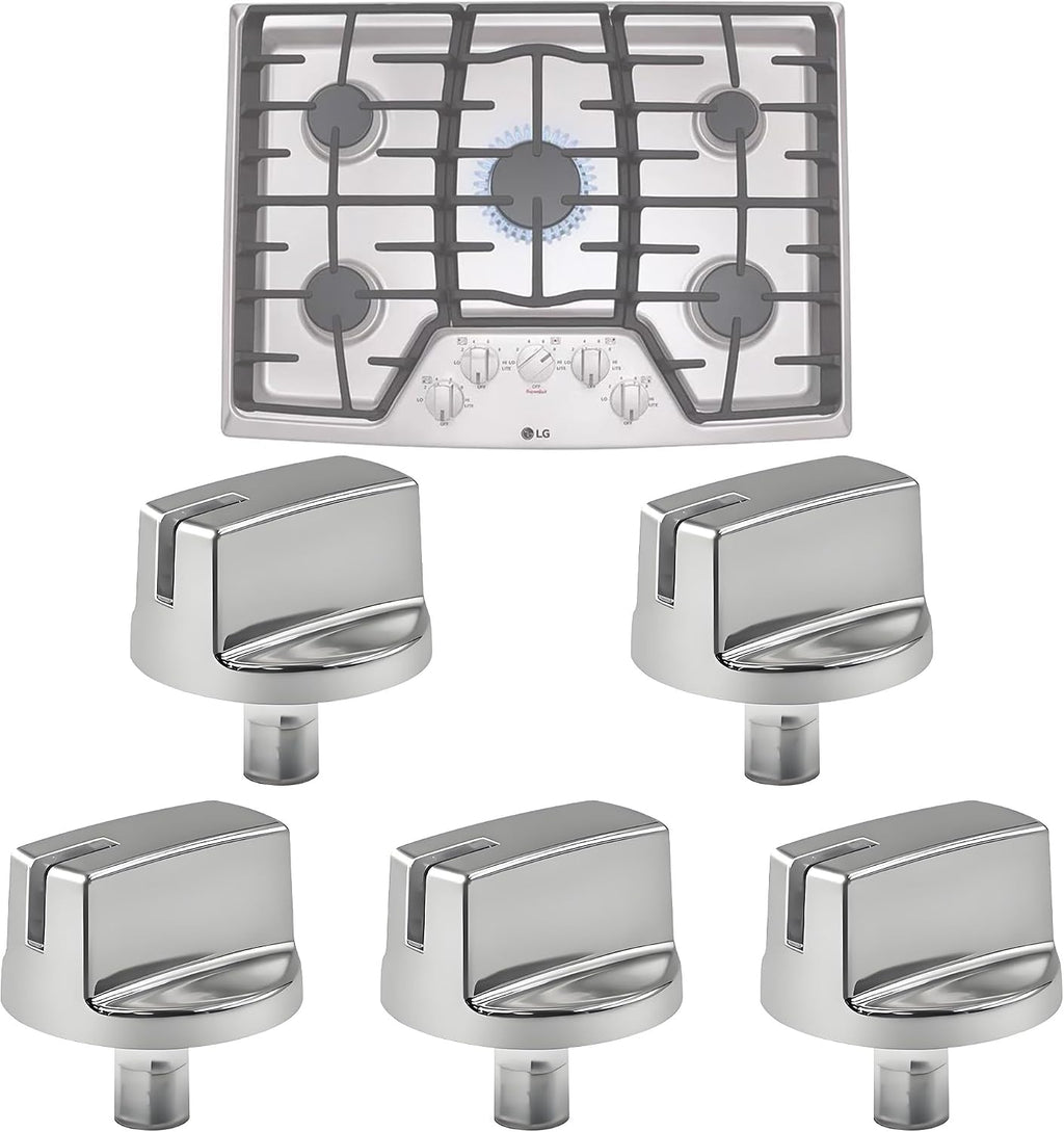 WUVYFWN Paquete de 5 perillas de control de quemador AEZ73293801, compatibles con estufas/cocinas de gas LG, el conjunto de perilla de control de quemador reemplaza a EBZ60710601, 2025031, AH3639420, EA3639420, AP5594929, PS3639420