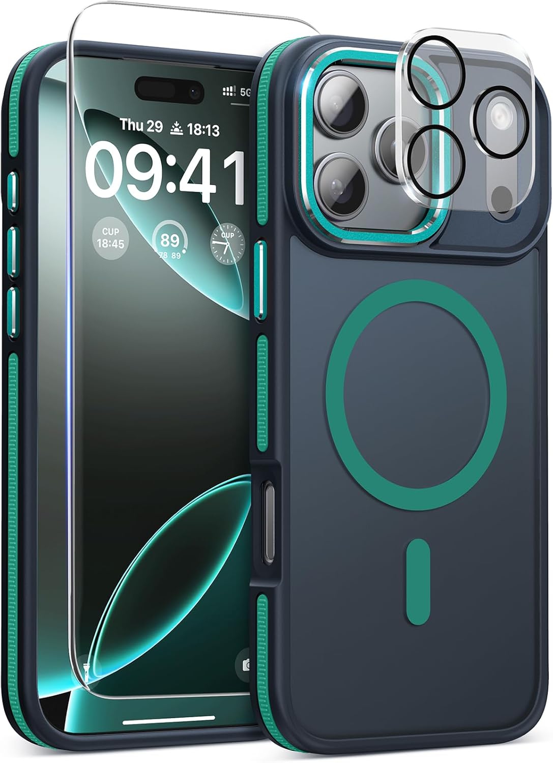 Funda Magnética 3 en 1 DOMAVER para iPhone 17 Pro Max – Protección 360°, MagSafe, Verde