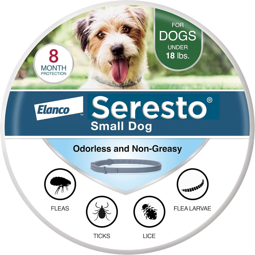 Collar Seresto para perros pequeños, recomendado por veterinarios, para el tratamiento y la prevención de pulgas y garrapatas en perros de menos de 8 kg (18 lb) | 8 meses de protección