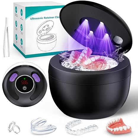 Máquina Limpiadora Ultrasónica de Retenedores Mejorada, Limpiador Ultrasónico de 45kHz para Guardias Nocturnos, Brackets, Alineadores, Cepillos de Dientes, Joyería y Más, Capacidad de 200ML