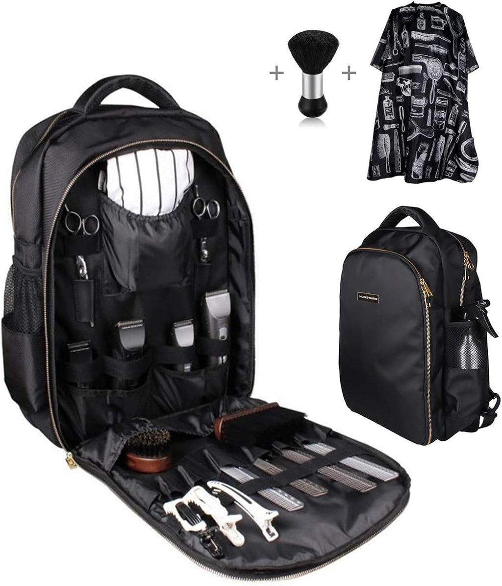 Mochila para barberos con cortapelos, incluye capa y cepillo, gran capacidad, cremallera de cobre puro, resistente al agua, accesorios profesionales para herramientas de corte de cabello.